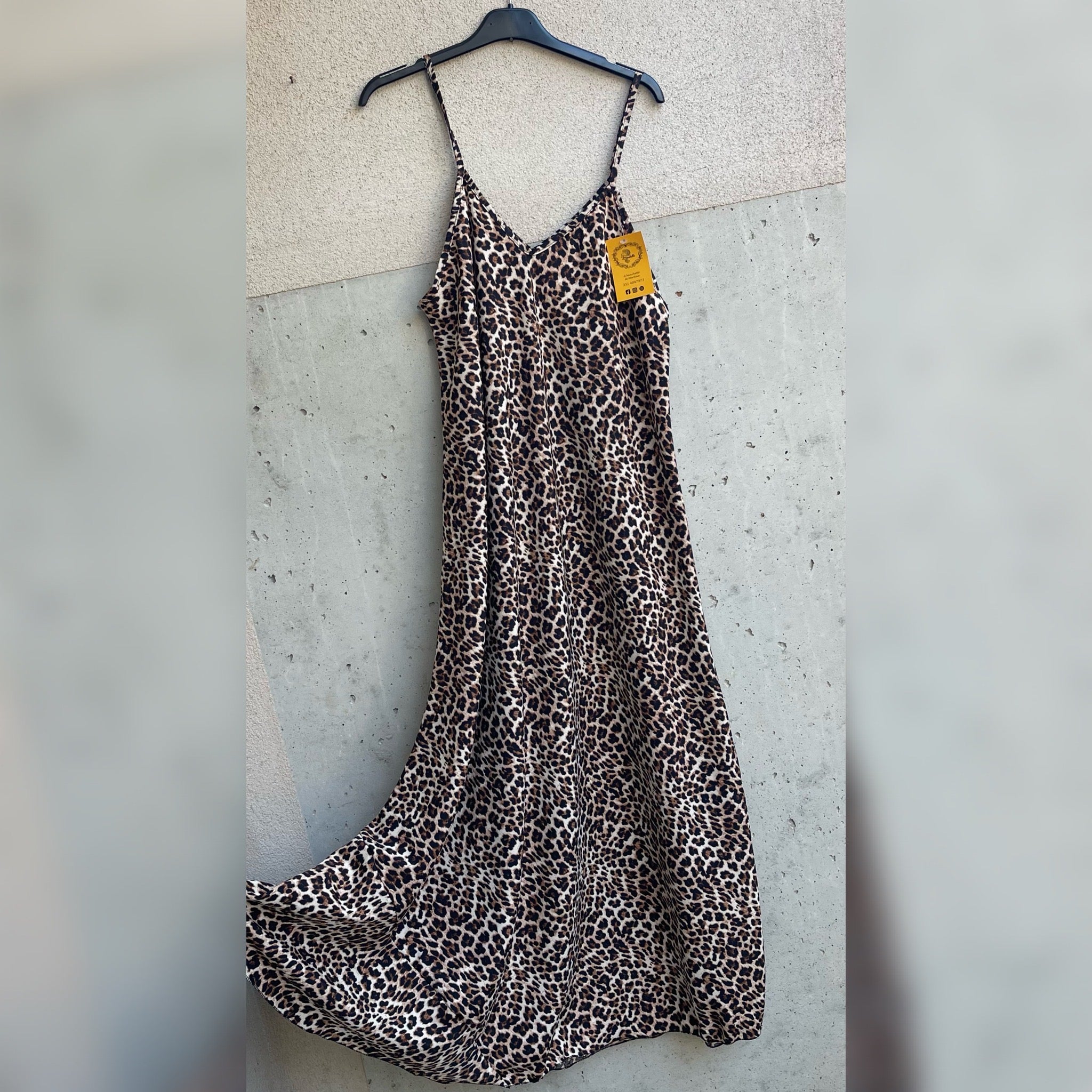 abito lungo animalier spallina fine