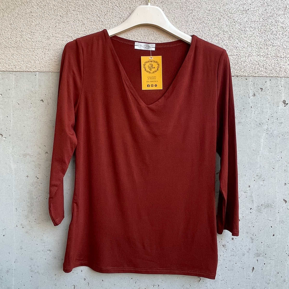 maglia BASIC scollo a v manica 3/4