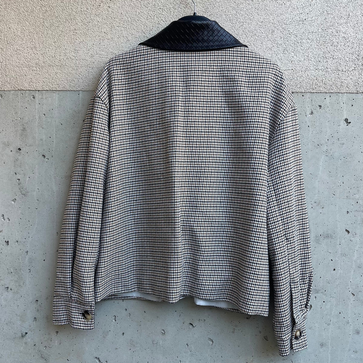 Shacket in pied de poule dettagli ecopelle intrecciata