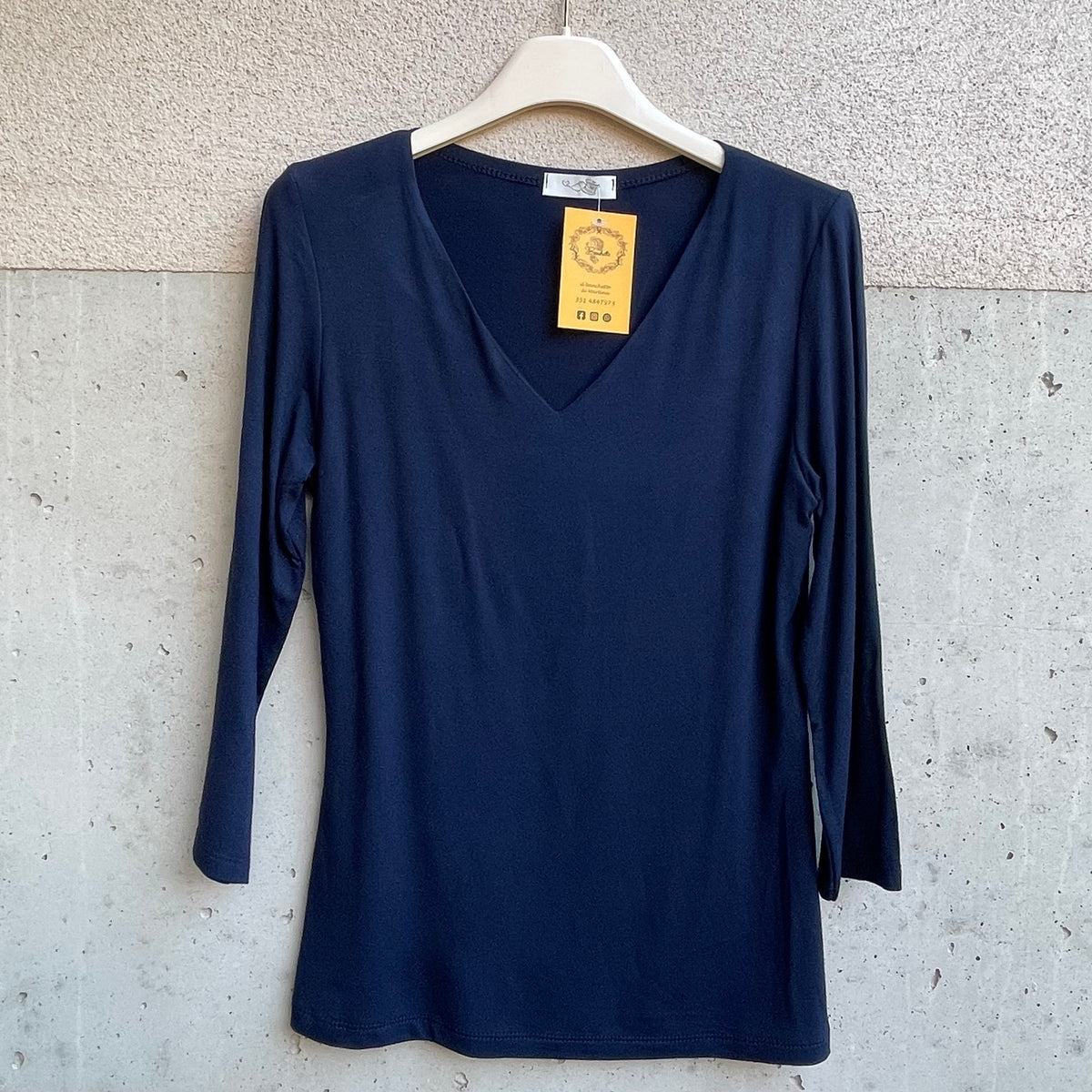 maglia BASIC scollo a v manica 3/4