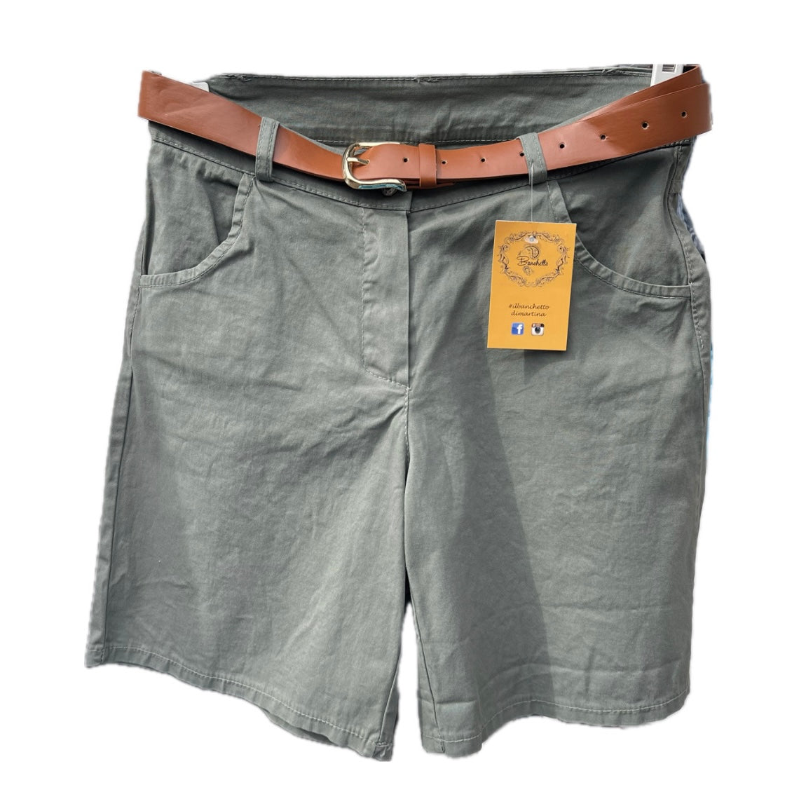 pantaloncino in cotone con cintura