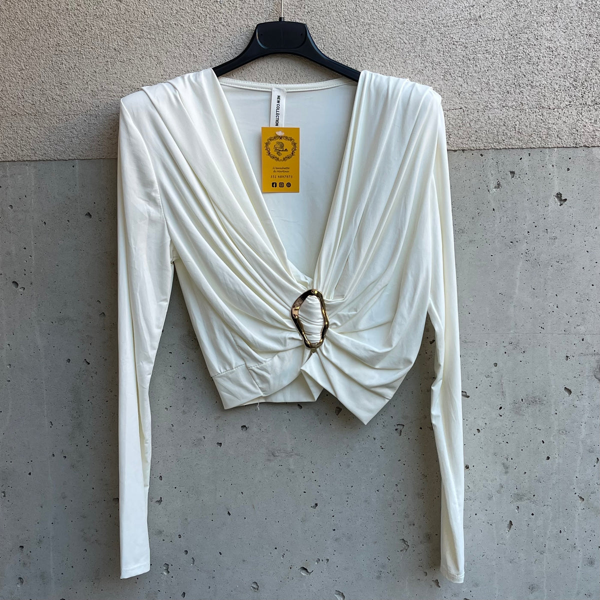maglia crop scollata fermaglio GOLD