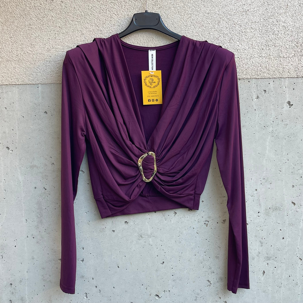 maglia crop scollata fermaglio GOLD