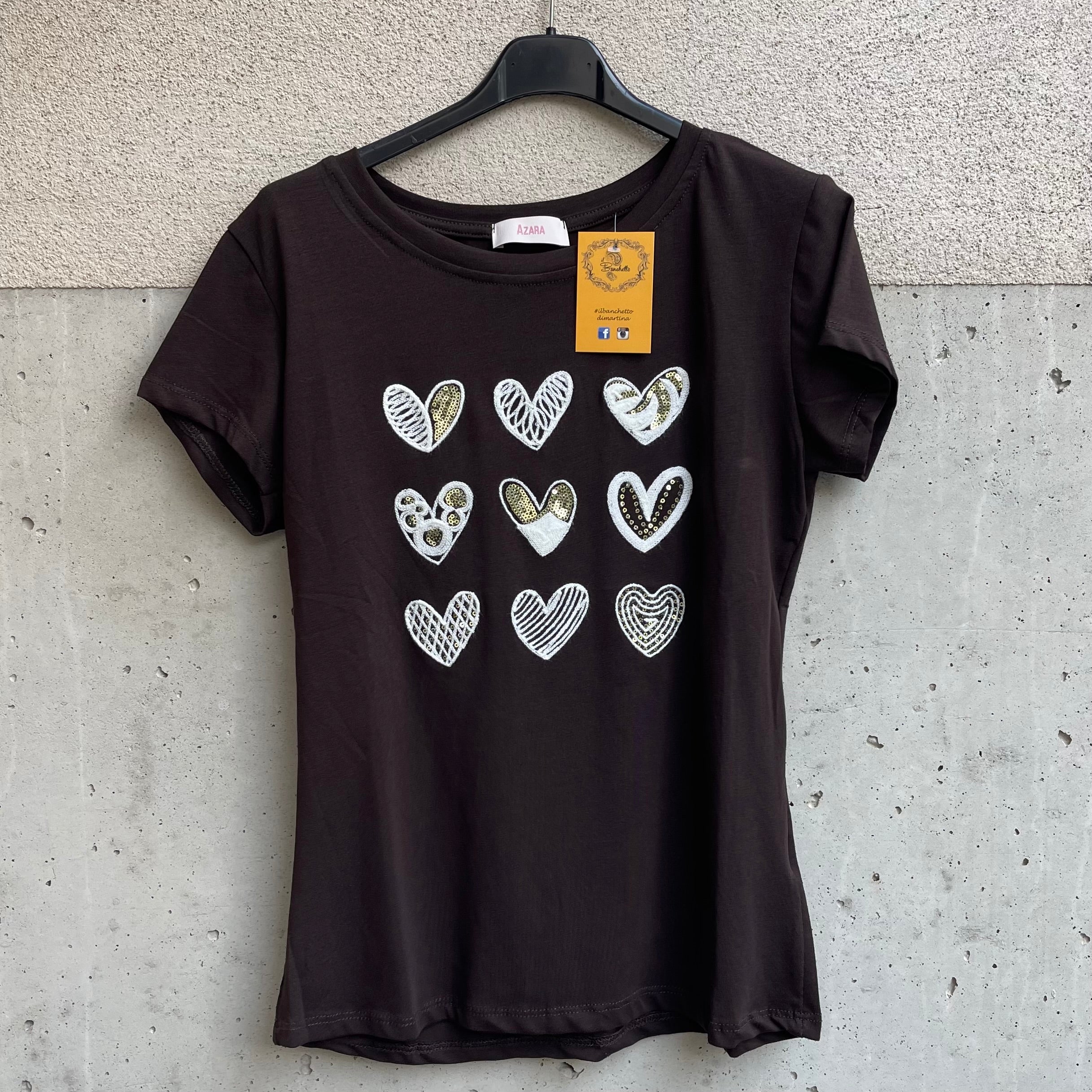 t-shirt CUORI ricamati&paillettes