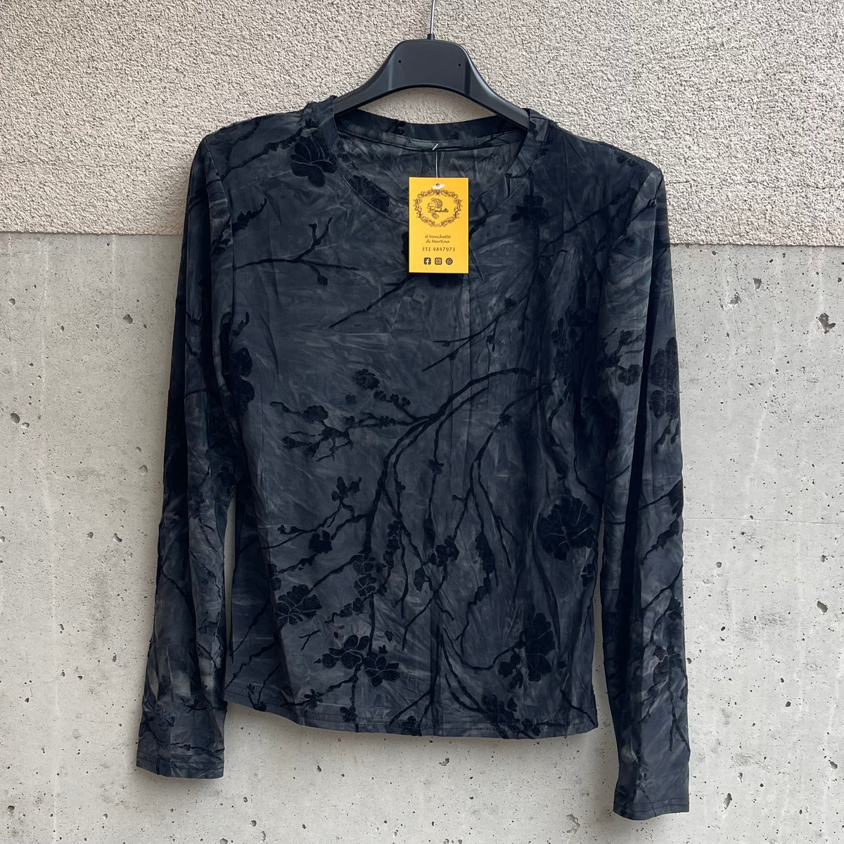 maglia JAPAN grigio/nero fiori velluto