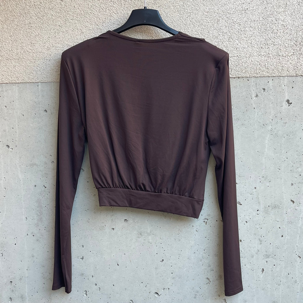 maglia crop scollata fermaglio GOLD