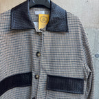 Shacket in pied de poule dettagli ecopelle intrecciata