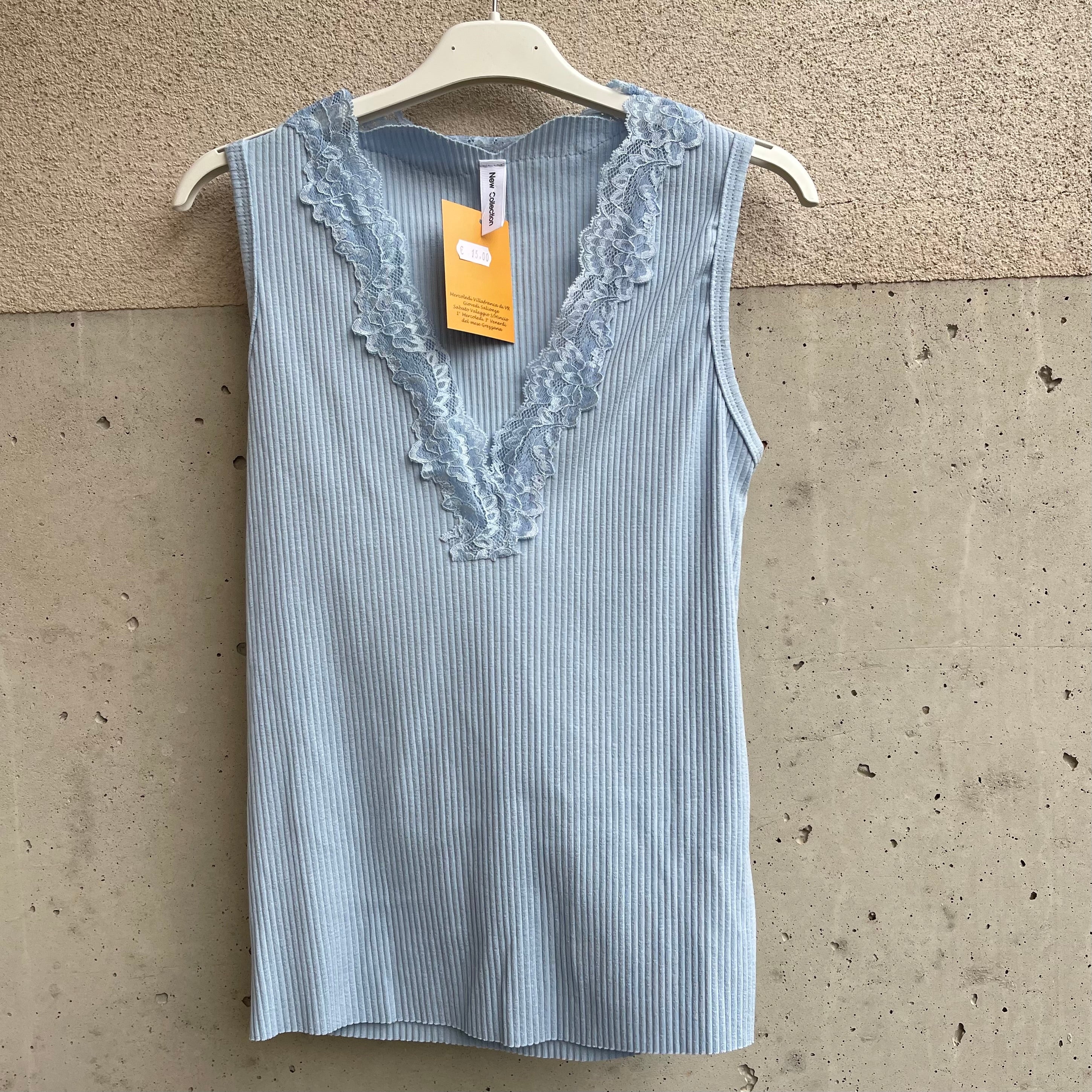 canottina scollo V pizzo