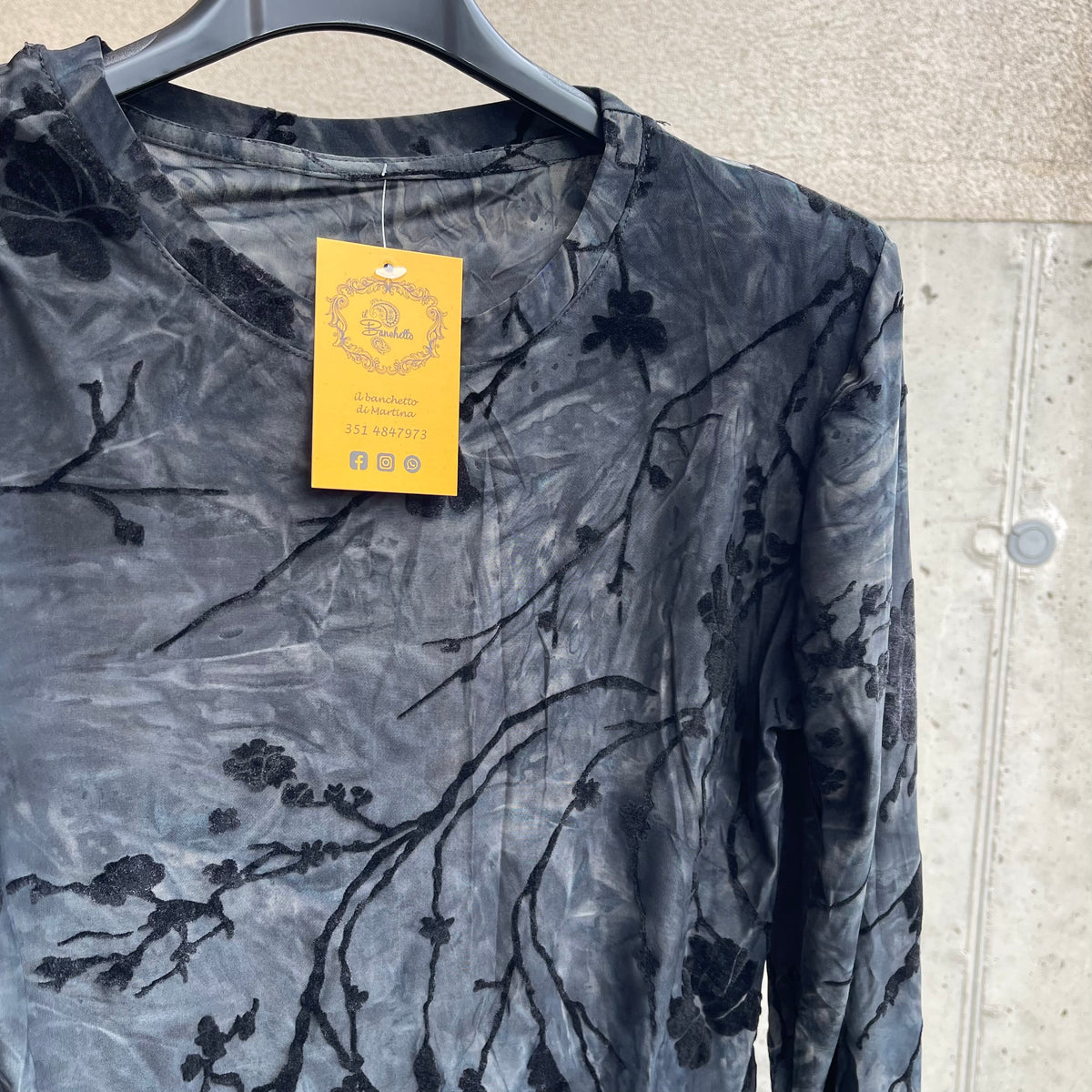 maglia JAPAN grigio/nero fiori velluto