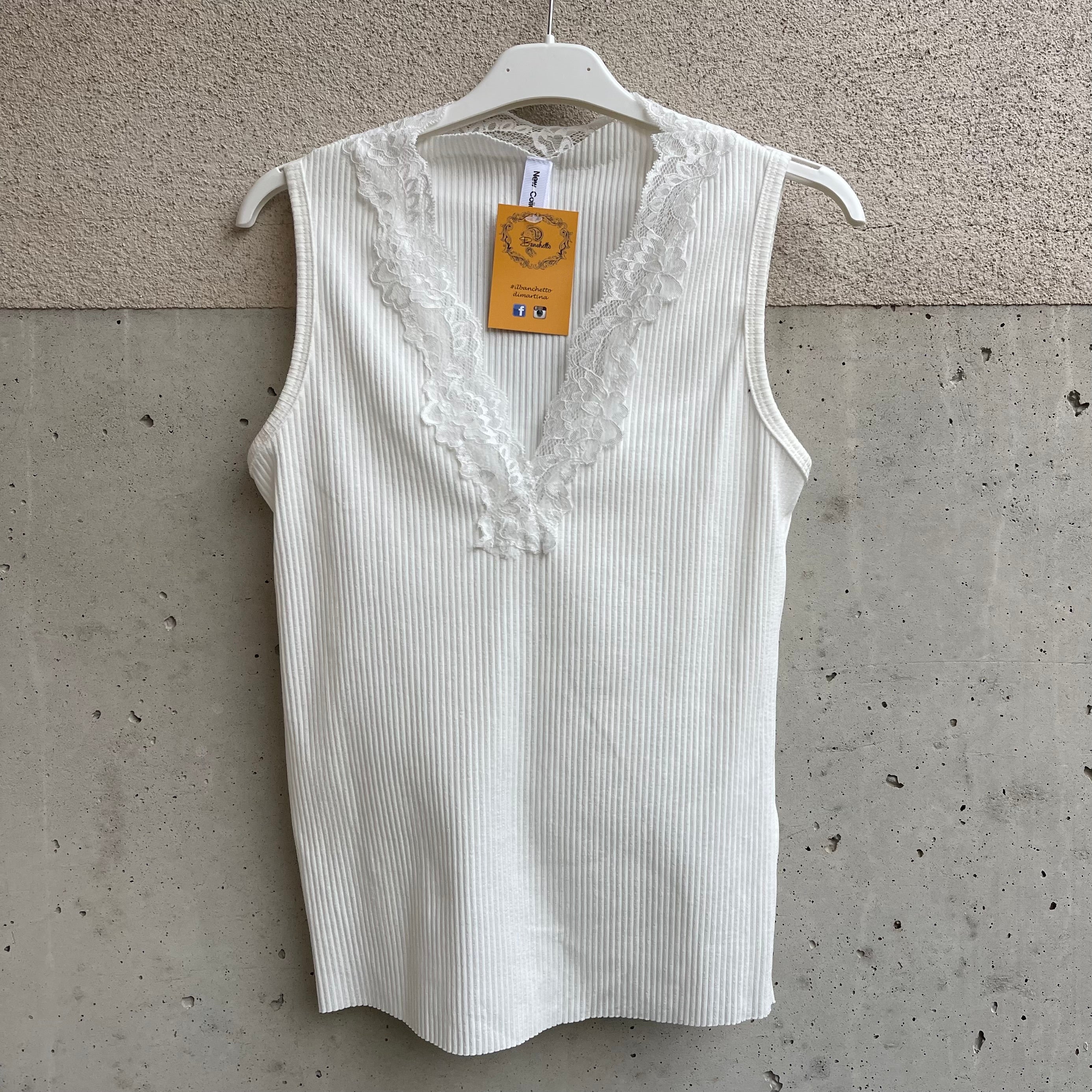 canottina scollo V pizzo