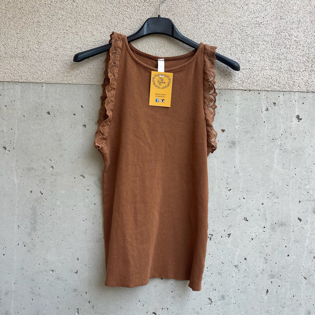 Canottina basic con PIZZO APPLICATO