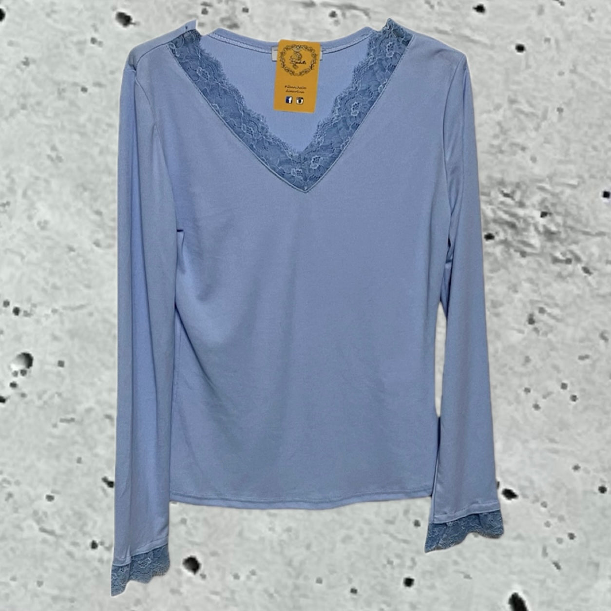 maglia scollo V pizzo