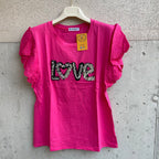 maglia LOVE sangallo perle paillettes
