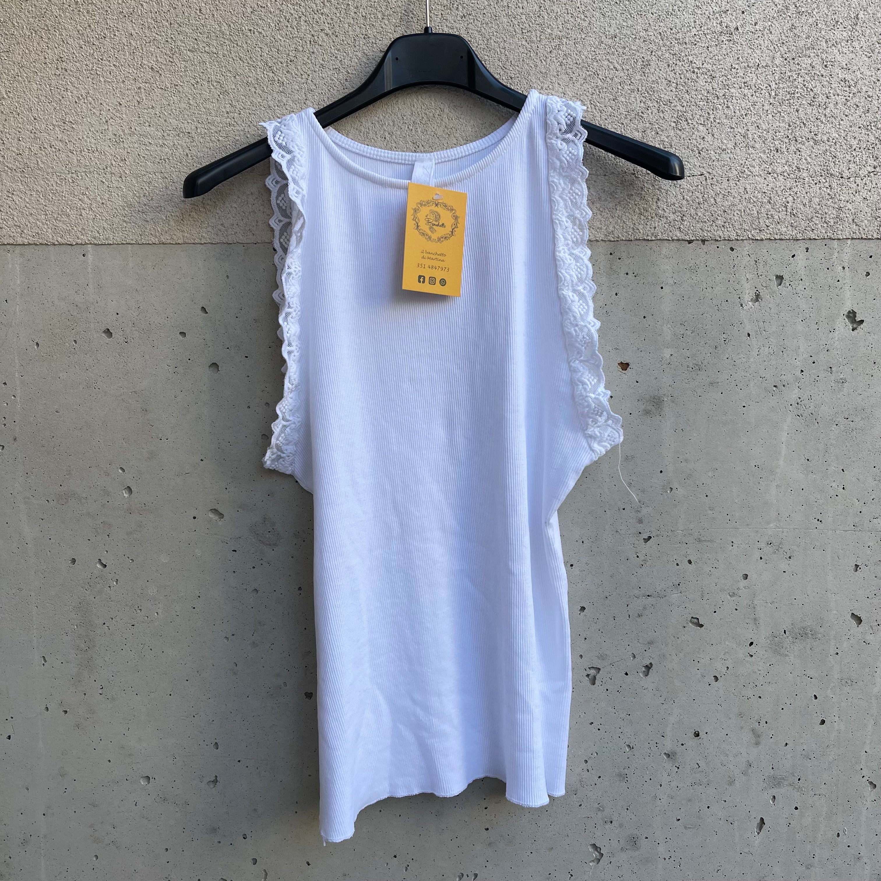Canottina basic con PIZZO APPLICATO